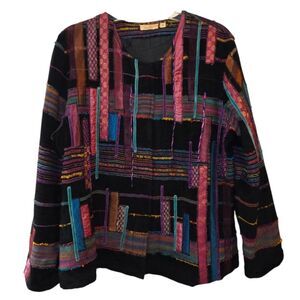 Choices Patchwork Art Deco Button Feont Blazer Jacket